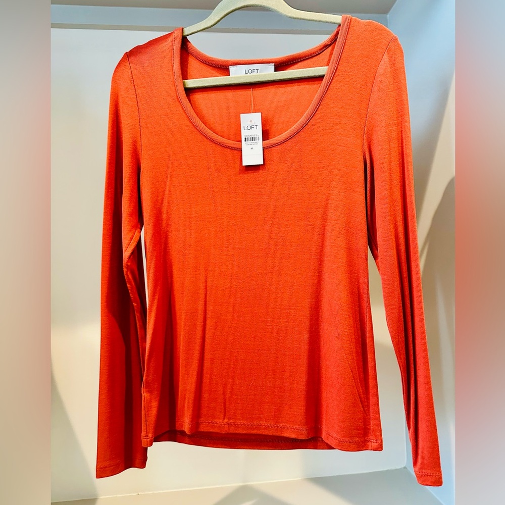 NWT LOFT Long Sleeve Scoop Neck Shirt